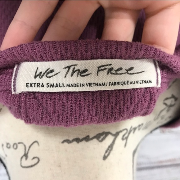 Free People Womens Long Sleeve Top Thermal Knit Purple Relaxed Fit - Picture 6 of 6